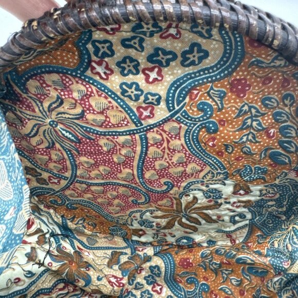 Woven Round Rattan Bag Wicker Straw Purse Crossbody Brown Tropical Boho - Picture 12 of 16